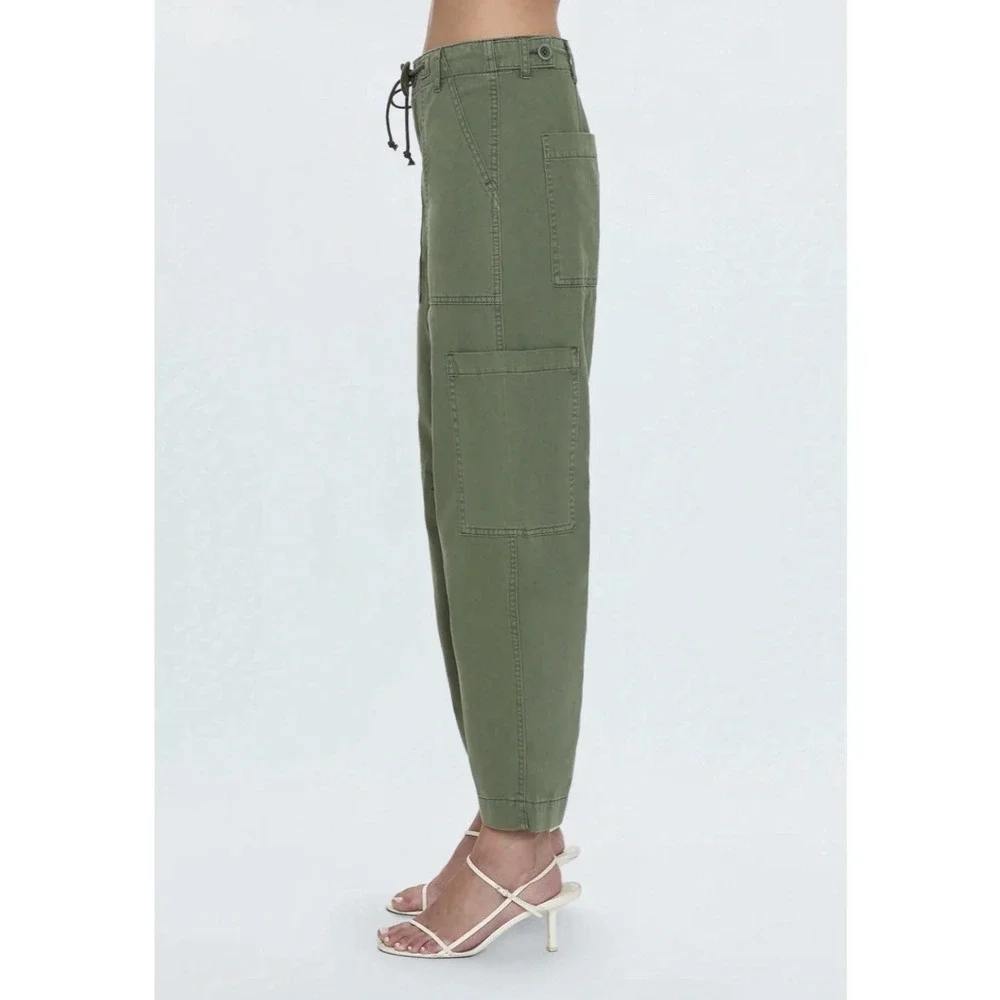 Pistola Sabrina Curved Utility Pants in Meadow Women's 27 Green Barrel Leg Twill - Picture 2 of 11